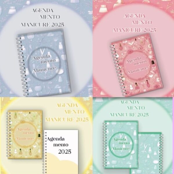 Combo Agendamento Manicure - 10 Agendas em 5 Cores Diferentes