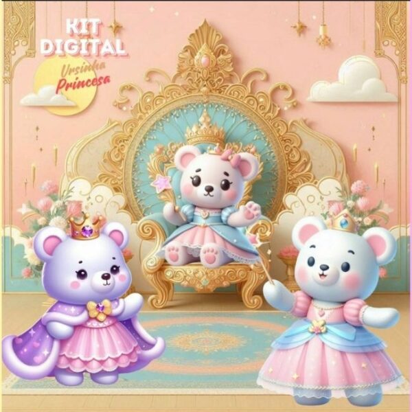 Kit Digital Ursinha Princesa