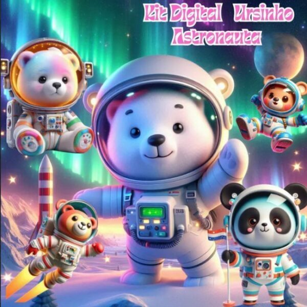 Kit Digital de Ursinhos Astronautas em 3D - Resolução 8K